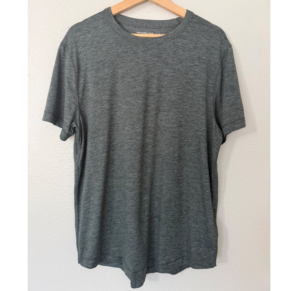 Abercrombie & Fitch Mens Soft A&F Air Knit T-Shirt L Dark Gray Green Heathered
